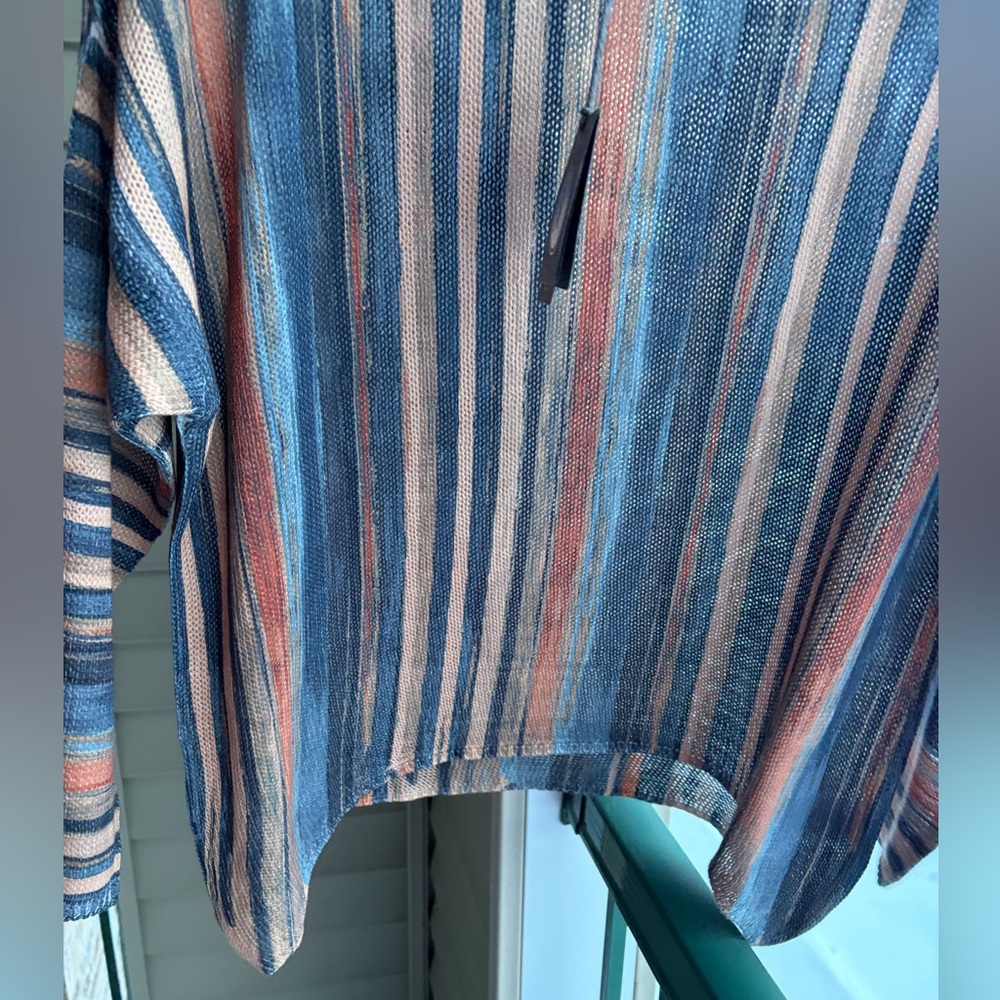 🆕 M Collection Made in Italy Striped Knit Top Blue Orange Mesh Size M Casual - Picture 9 of 17